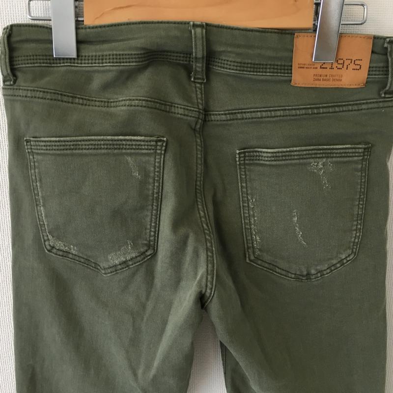 ザラベーシック ZARA BASIC パンツ ワークパンツ、ペインターパンツ 2 無地 X ダメージ加工 カーキ / カーキ /  レディース USED 古着 中古 10016324