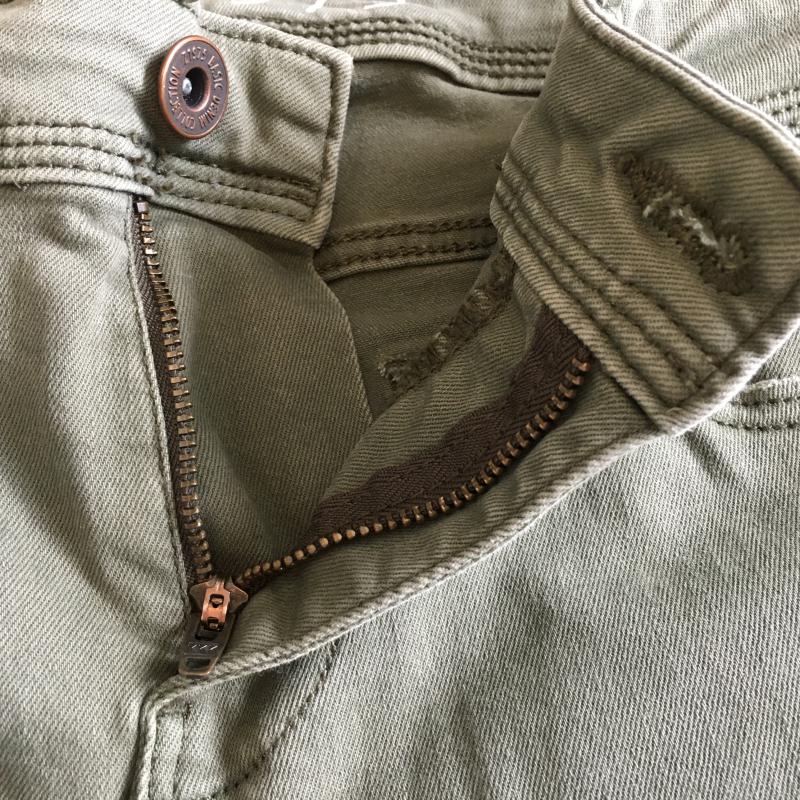 ザラベーシック ZARA BASIC パンツ ワークパンツ、ペインターパンツ 2 無地 X ダメージ加工 カーキ / カーキ /  レディース USED 古着 中古 10016324