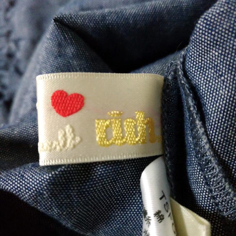 リッチ rich ワンピース ひざ丈スカート M 無地 X 刺繍 X  白 / ホワイト / X インディゴ / インディゴ /  レディース USED 古着 中古 10016640