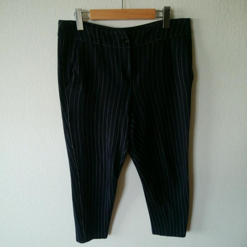 マレーラ MARELLA ボトムス ボトムス クロップドパンツ 44 ストライプ 紺 / ネイビー /  レディース USED 古着 中古 10016693