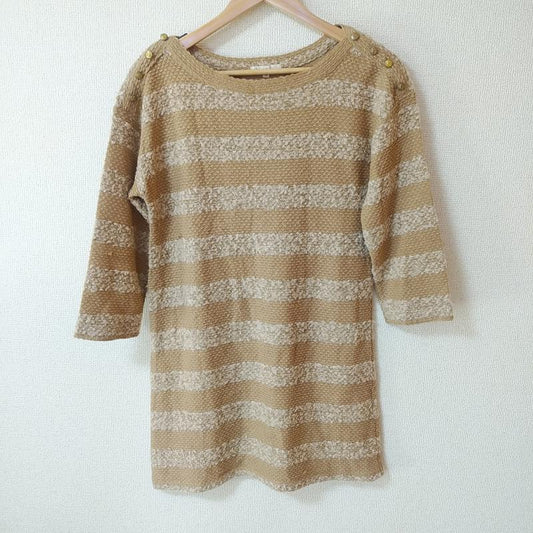 ロペピクニック ROPE' PICNIC ワンピース ひざ丈スカート 38 ボーダー柄 茶 / ブラウン / X ベージュ / ベージュ /  レディース USED 古着 中古 10016734