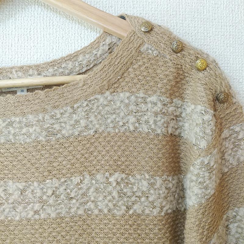 ロペピクニック ROPE' PICNIC ワンピース ひざ丈スカート 38 ボーダー柄 茶 / ブラウン / X ベージュ / ベージュ /  レディース USED 古着 中古 10016734