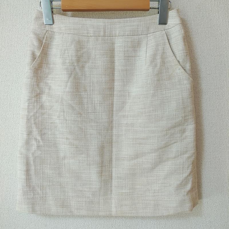 ロペピクニック ROPE' PICNIC スカート ひざ丈スカート ツイードタイトスカート 38 チェック 白 / ホワイト / X ベージュ / ベージュ /  レディース USED 古着 中古 10016737