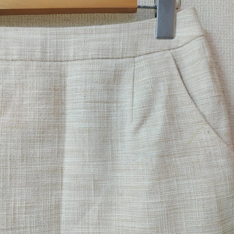 ロペピクニック ROPE' PICNIC スカート ひざ丈スカート ツイードタイトスカート 38 チェック 白 / ホワイト / X ベージュ / ベージュ /  レディース USED 古着 中古 10016737