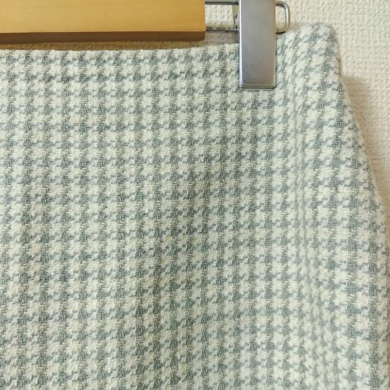 ロペピクニック ROPE' PICNIC スカート ミニスカート ツイードタイトスカート 38 千鳥格子 白 / ホワイト / X 灰 / グレー / X 金 / ゴールド /  レディース USED 古着 中古 10016738