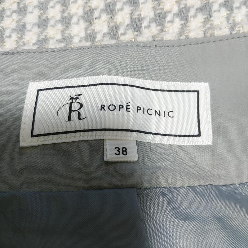 ロペピクニック ROPE' PICNIC スカート ミニスカート ツイードタイトスカート 38 千鳥格子 白 / ホワイト / X 灰 / グレー / X 金 / ゴールド /  レディース USED 古着 中古 10016738