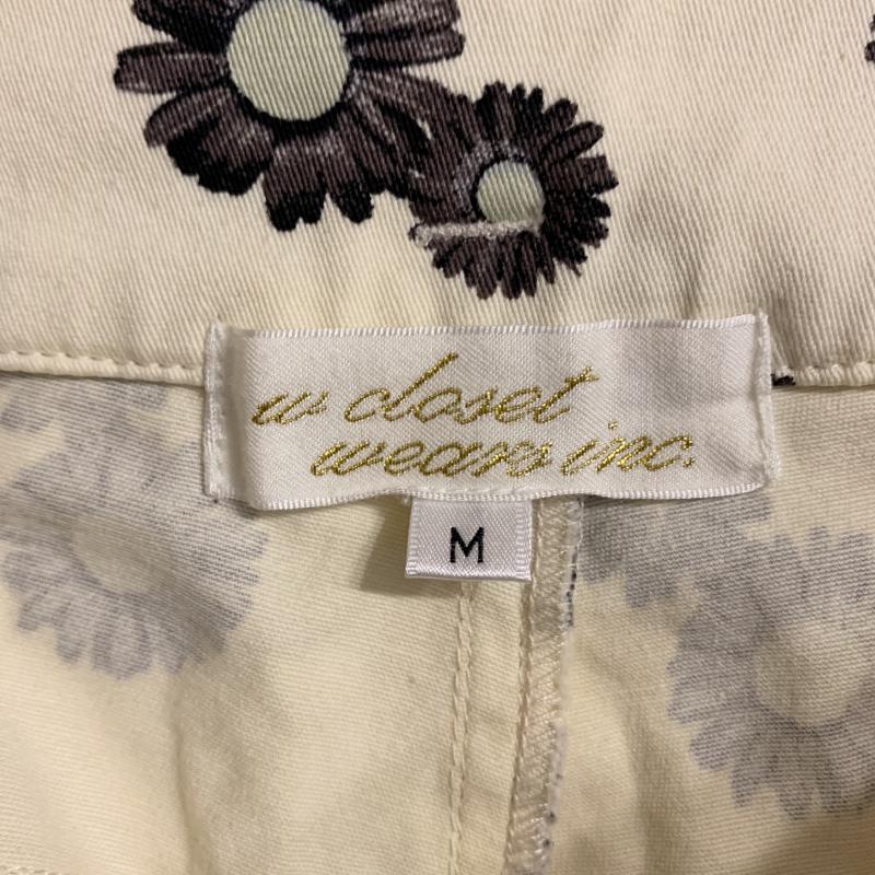 ダブルクローゼット w closet パンツ スラックス M 花柄 白 / ホワイト / X 黒 / ブラック /  レディース USED 古着 中古 10016760