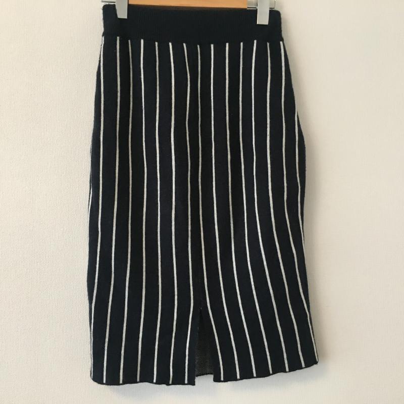 マウジー MOUSSY スカート ひざ丈スカート 1 ストライプ X 総柄 紺 / ネイビー / X 白 / ホワイト /  レディース USED 古着 中古 10016874