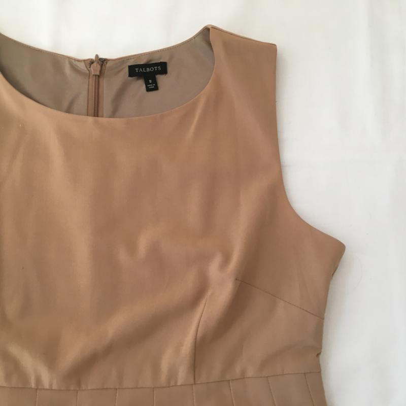 タルボット TALBOTS ワンピース ひざ丈スカート 8 無地 ベージュ / ベージュ /  レディース USED 古着 中古 10016912