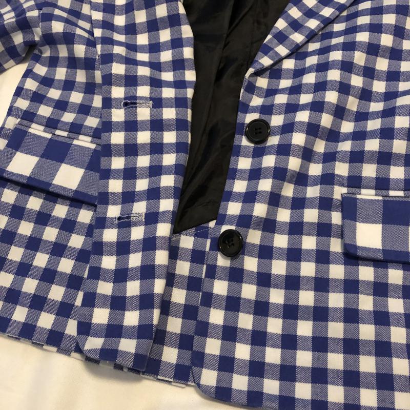 エイミー インザ バッティー ガール Aymmy in the batty girls ジャケット、上着 ジャケット、ブレザー バックプリント S チェック X ロゴ、文字 X プリント X ワンポイント X 刺繍 白 / ホワイト / X 青 / ブルー /  レディース USED 古着 中古 10016994