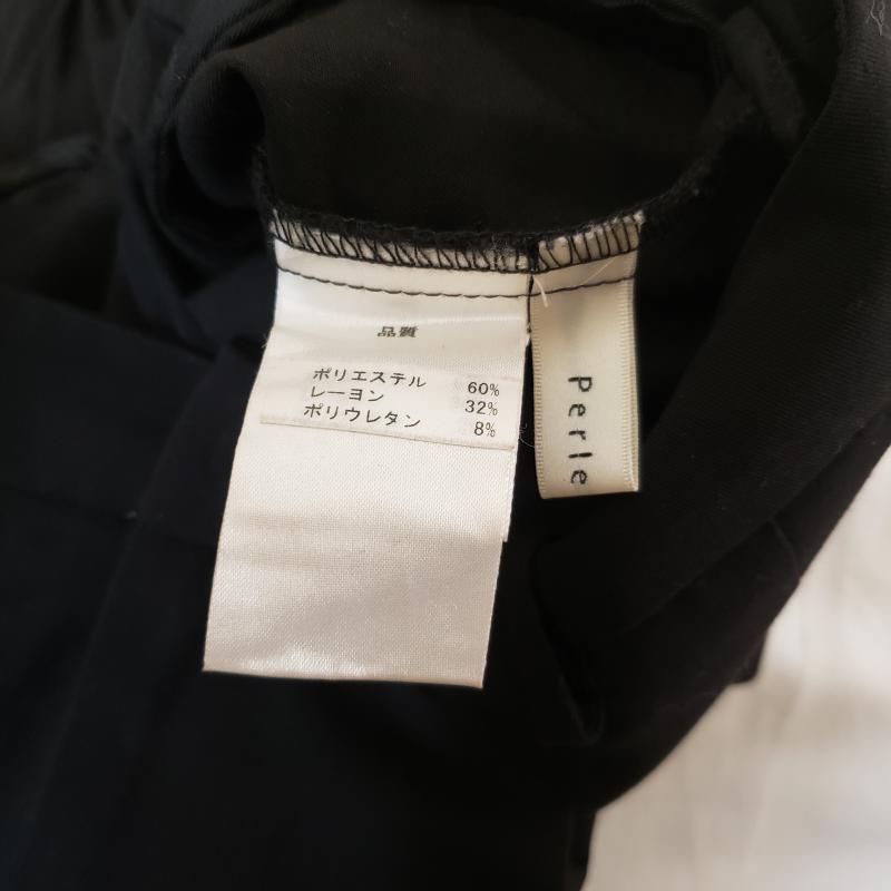 ペルルペッシュ Perle Peche パンツ スラックス 7分丈/スカーチョ 36 無地 黒 / ブラック /  レディース USED 古着 中古 10017097