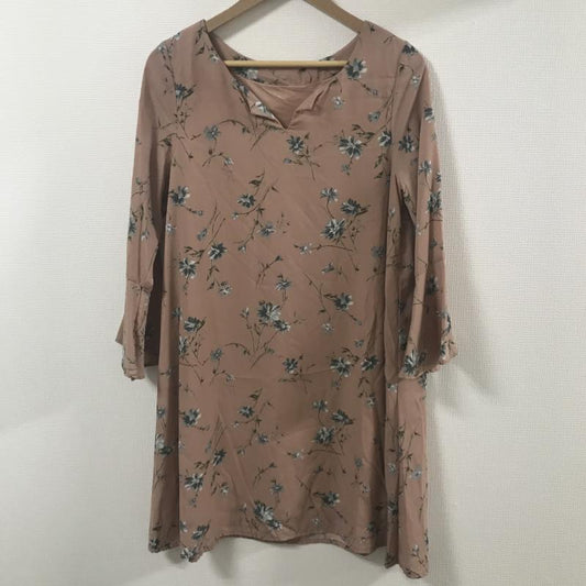 ヨーロ YOLO ワンピース ひざ丈スカート 36 花柄 桃 / ピンク / X 灰 / グレー / X 緑 / グリーン /  レディース USED 古着 中古 10017202