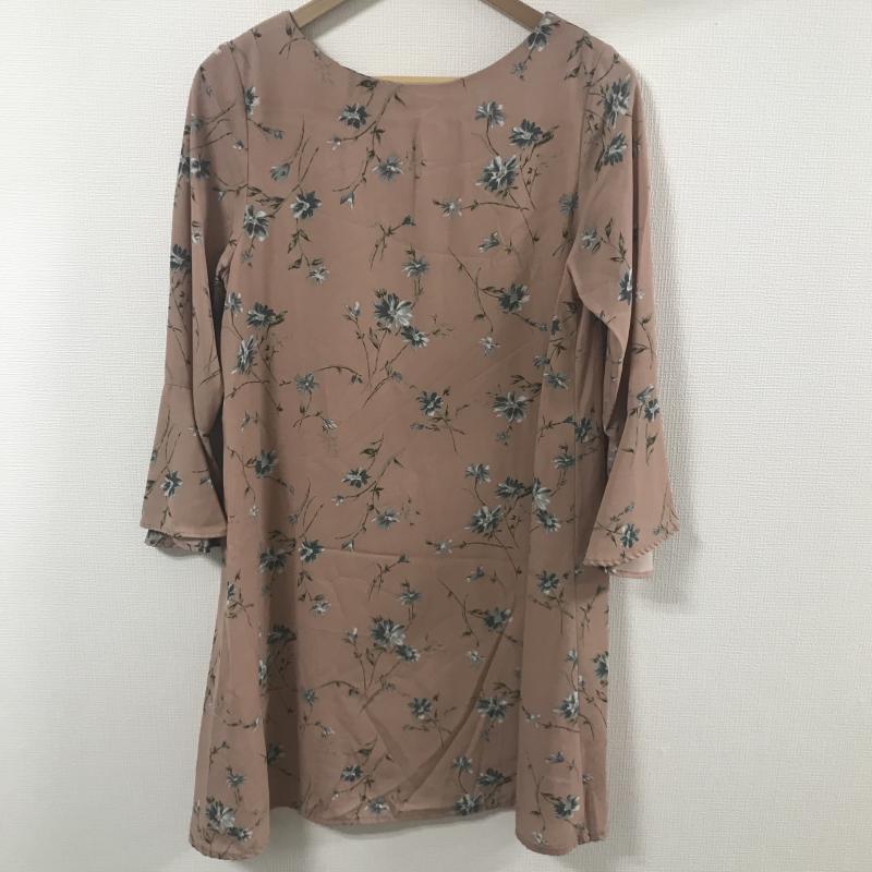 ヨーロ YOLO ワンピース ひざ丈スカート 36 花柄 桃 / ピンク / X 灰 / グレー / X 緑 / グリーン /  レディース USED 古着 中古 10017202