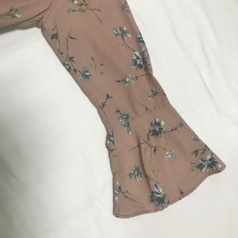 ヨーロ YOLO ワンピース ひざ丈スカート 36 花柄 桃 / ピンク / X 灰 / グレー / X 緑 / グリーン /  レディース USED 古着 中古 10017202