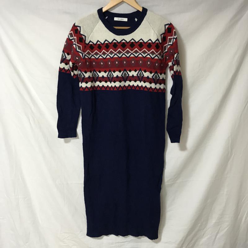 マウジー MOUSSY ワンピース ひざ丈スカート FREE 総柄 白 / ホワイト / X 青 / ブルー / X 赤 / レッド /  レディース USED 古着 中古 10017314