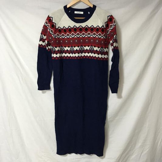 マウジー MOUSSY ワンピース ひざ丈スカート FREE 総柄 白 / ホワイト / X 青 / ブルー / X 赤 / レッド /  レディース USED 古着 中古 10017314
