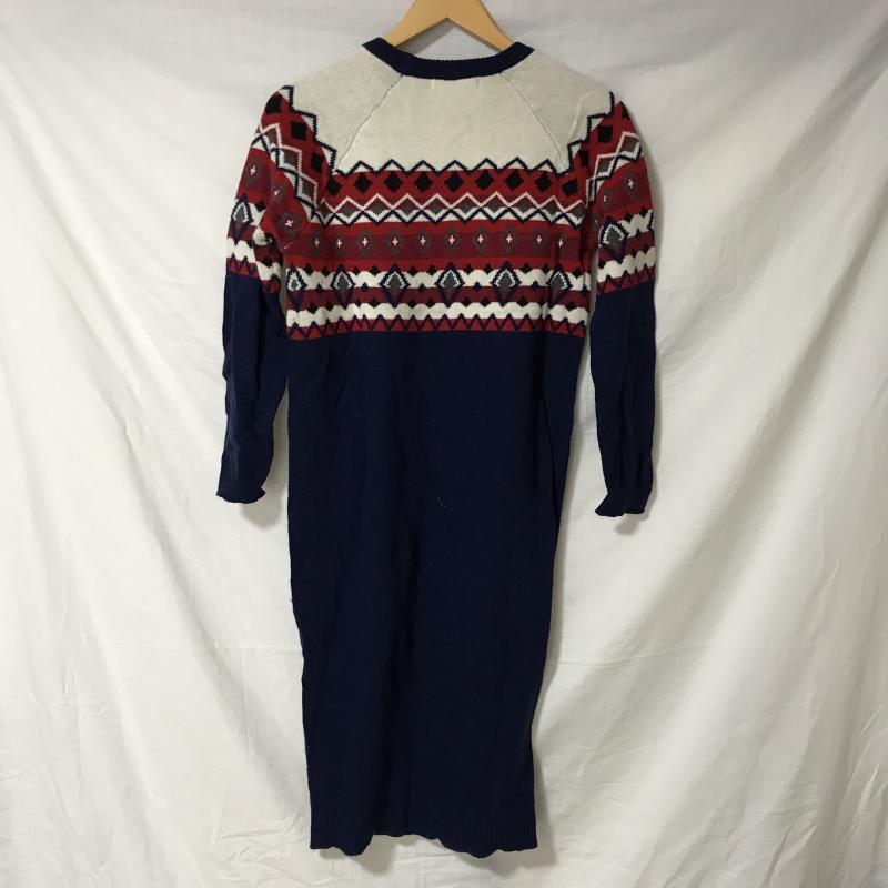 マウジー MOUSSY ワンピース ひざ丈スカート FREE 総柄 白 / ホワイト / X 青 / ブルー / X 赤 / レッド /  レディース USED 古着 中古 10017314