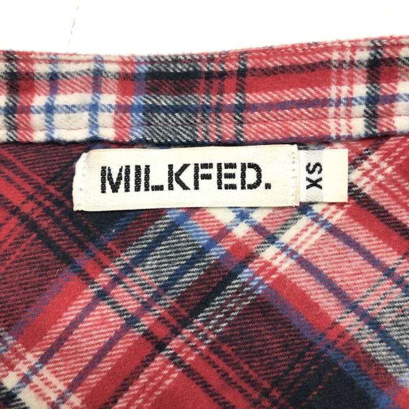 ミルクフェド MILKFED. シャツ、ブラウス  シャツブラウス XS チェック 赤 / レッド /  レディース USED 古着 中古 10021448