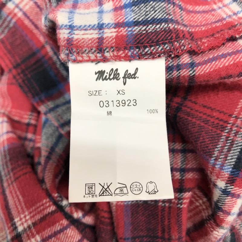 ミルクフェド MILKFED. シャツ、ブラウス  シャツブラウス XS チェック 赤 / レッド /  レディース USED 古着 中古 10021448