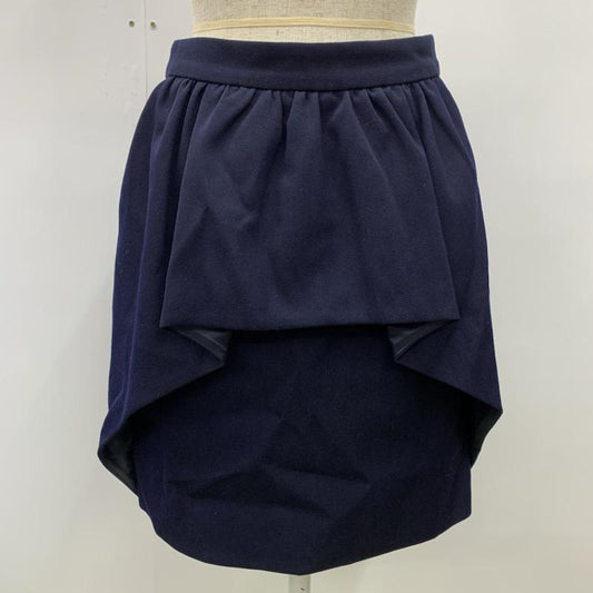 ウィット WHIT スカート ひざ丈スカート フリルデザインスカート 無地 M 無地 紺 / ネイビー /  レディース USED 古着 中古 10021548