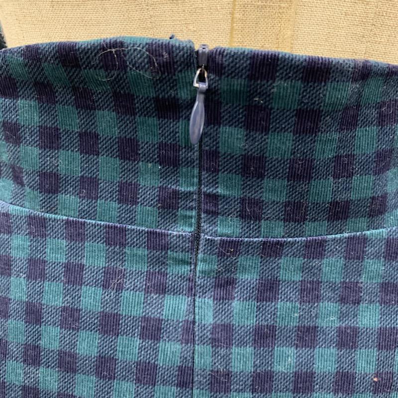 シュープリーム ララ Supreme.La.La スカート  ギンガムチェックコーデュロイスカート S チェック 紺 / ネイビー / X 緑 / グリーン /  レディース USED 古着 中古 10021655