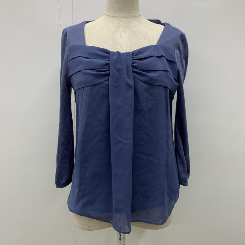 ナチュラルビューティー NATURAL BEAUTY カットソー  シフォン切替カットソー 36 無地 青 / ブルー /  レディース USED 古着 中古 10021688