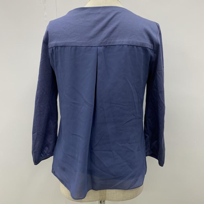 ナチュラルビューティー NATURAL BEAUTY カットソー  シフォン切替カットソー 36 無地 青 / ブルー /  レディース USED 古着 中古 10021688