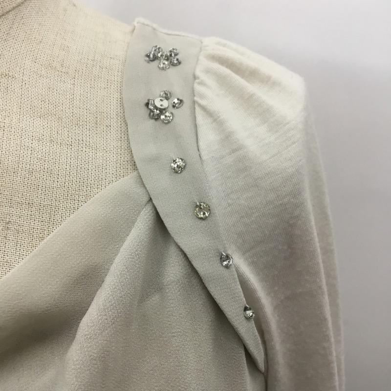 プロポーションボディドレッシング PROPORTION BODY DRESSING カットソー  ビジュー付ドレープカットソー 3 無地 グレージュ / グレージュ /  レディース USED 古着 中古 10021705