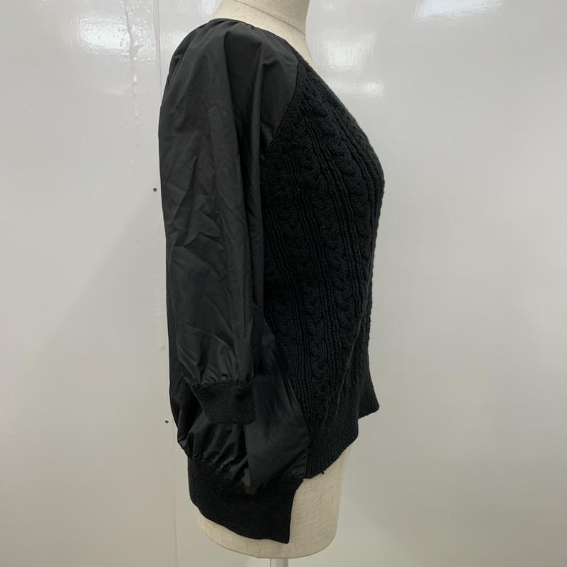 クローラ crolla カットソー  切替カットソー　ケーブルニット 無地 黒 / ブラック /  レディース USED 古着 中古 10021711