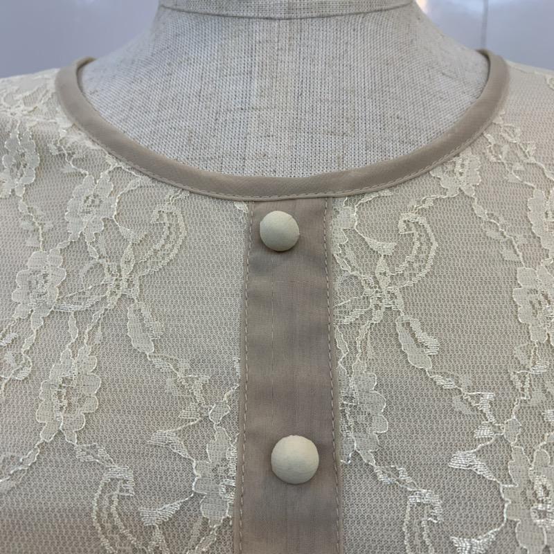 ボニカドット BONICA DOT カットソー  【新品】レースシフォンカットソー FREE 花柄 桃 / ピンク / X ベージュ / ベージュ /  レディース USED 古着 中古 10021762