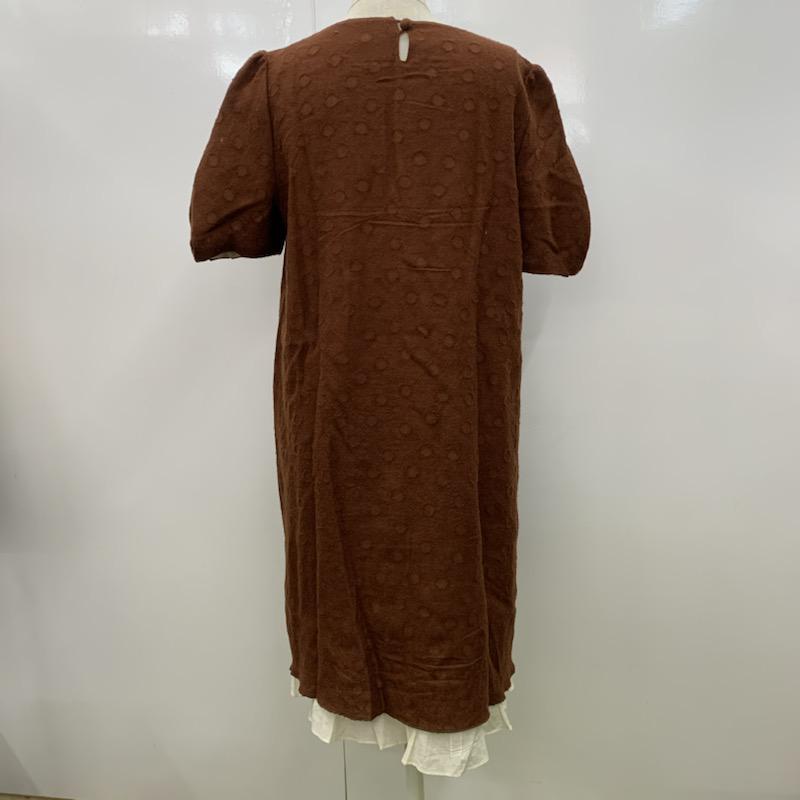 ビュル デ サボン bulle de savon ワンピース  半袖ドットワンピース FREE ドット 茶 / ブラウン /  レディース USED 古着 中古 10021783