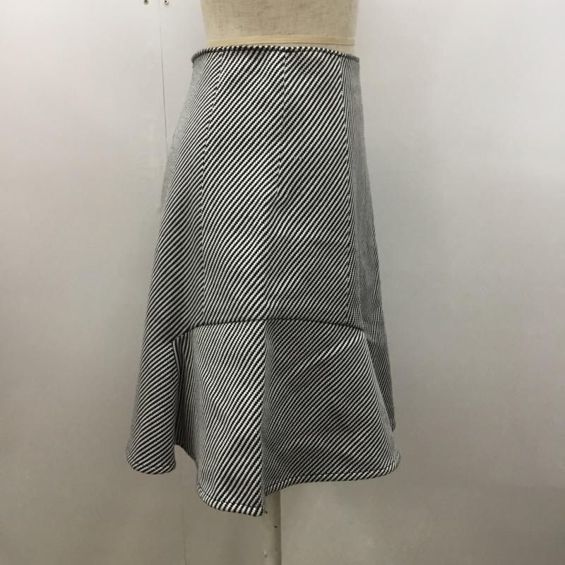 フォンセ FONCE スカート  フレアスカート ジオメトリック 36 ストライプ 白 / ホワイト / X 黒 / ブラック /  レディース USED 古着 中古 10021789