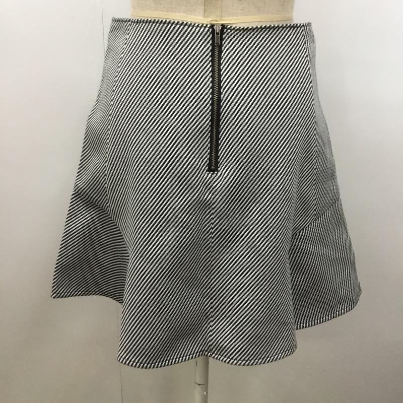 フォンセ FONCE スカート  フレアスカート ジオメトリック 36 ストライプ 白 / ホワイト / X 黒 / ブラック /  レディース USED 古着 中古 10021789