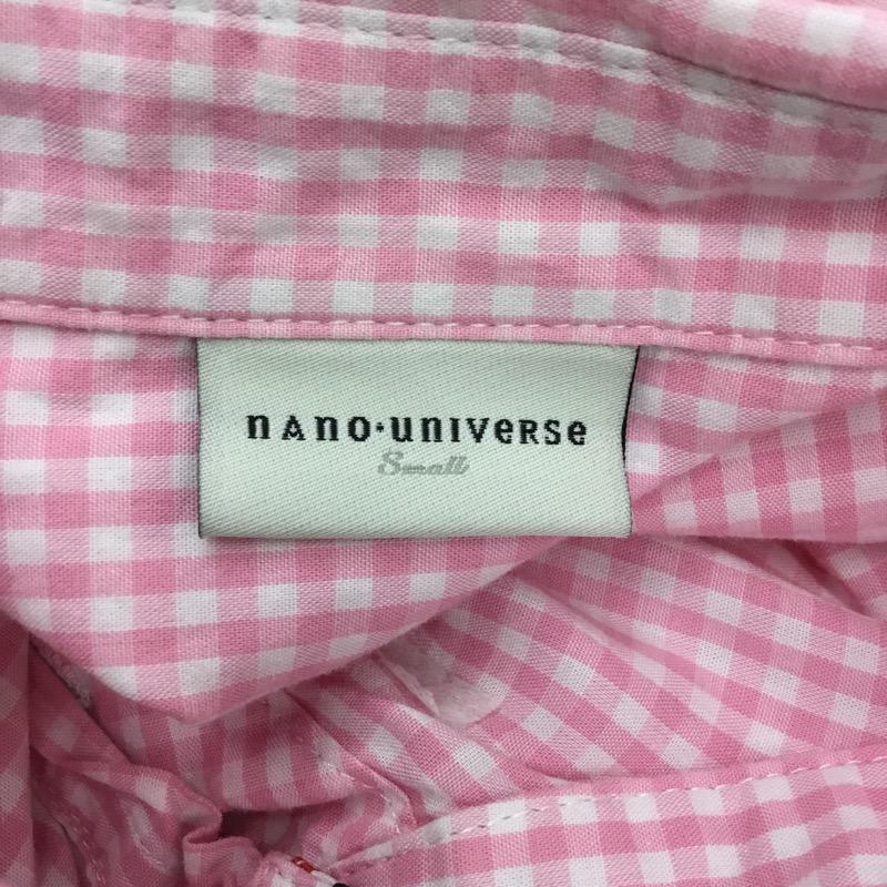 ナノユニバース nano・universe シャツ、ブラウス  半袖シャツ S チェック 桃 / ピンク / X 白 / ホワイト /  メンズ USED 古着 中古 10021857