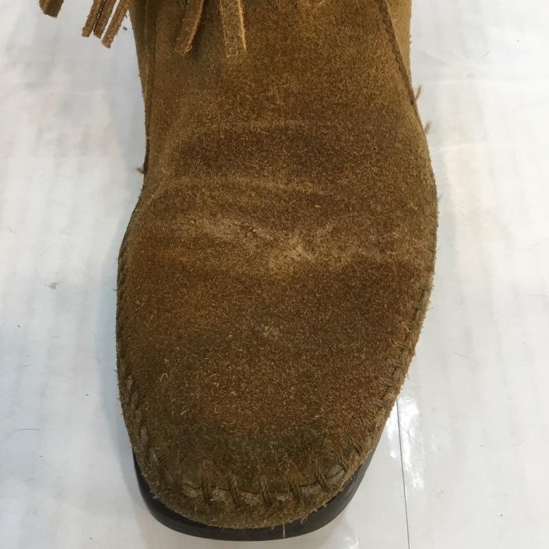 ミネトンカ Minnetonka ブーツ ショートブーツ フリンジブーツ 箱無 無地 茶 / ブラウン /  レディース USED 古着 中古 10022071