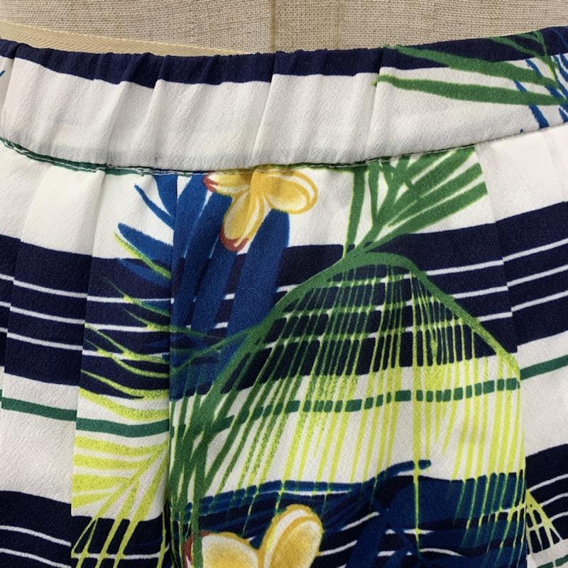 オキラク OKIRAKU スカート ひざ丈スカート ギャザースカート 花柄 ボーダー 花柄 X ボーダー柄 白 / ホワイト / X 緑 / グリーン / X 紺 / ネイビー / X 黄 / イエロー /  レディース USED 古着 中古 10022333