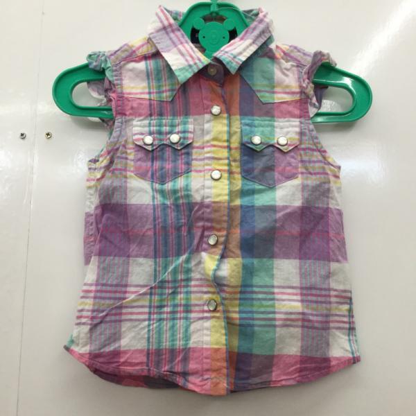 ラルフローレン RALPHLAUREN シャツ、ブラウス 半袖 ノースリーブシャツ キッズ 80cm 80cm チェック ガールズ USED 古着 中古 10024465