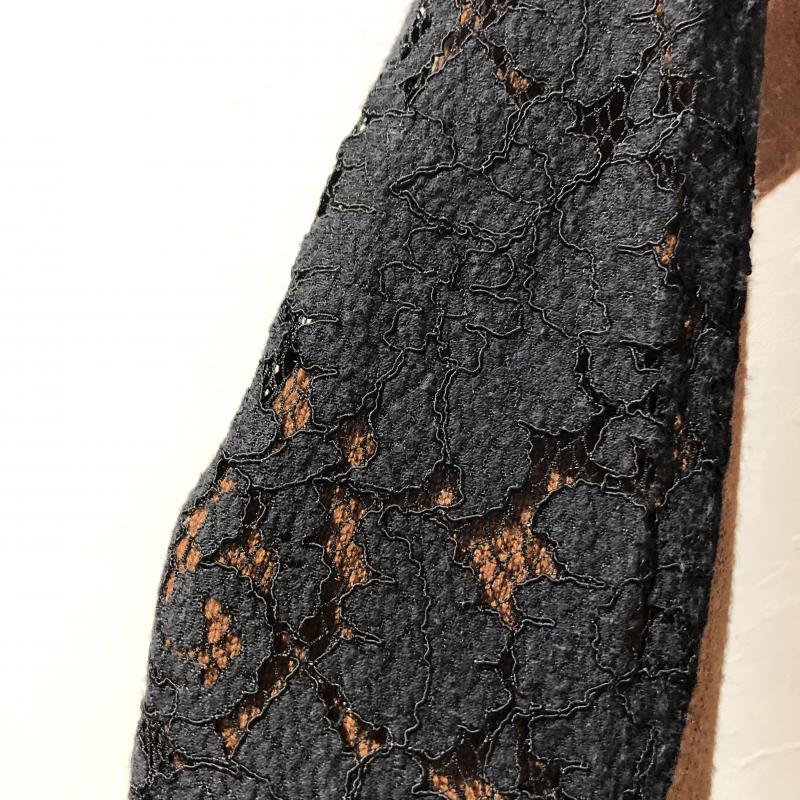 グリーンデイル ガーネット GREENDALE GARNET ニット、セーター 長袖 M 無地 X レース柄 茶 / ブラウン / brown X 黒 / ブラック / black レディース USED 古着 中古 10029075