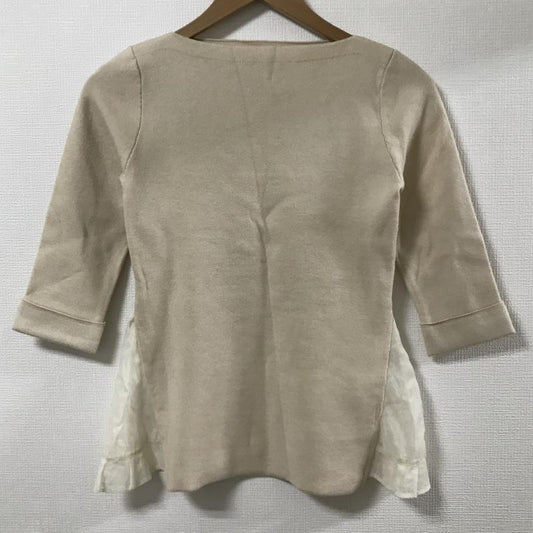 エンリエリ enrieri ニット、セーター 七分袖 サイド素材切り替え 38 無地 ベージュ / ベージュ / beige レディース USED 古着 中古 10031493
