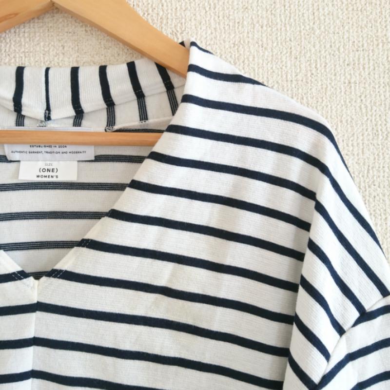 チャオパニックティピー CIAOPANIC TYPY カットソー 長袖 ボーダー柄 白 / ホワイト / white X 紺 / ネイビー / navy レディース USED 古着 中古 10033037