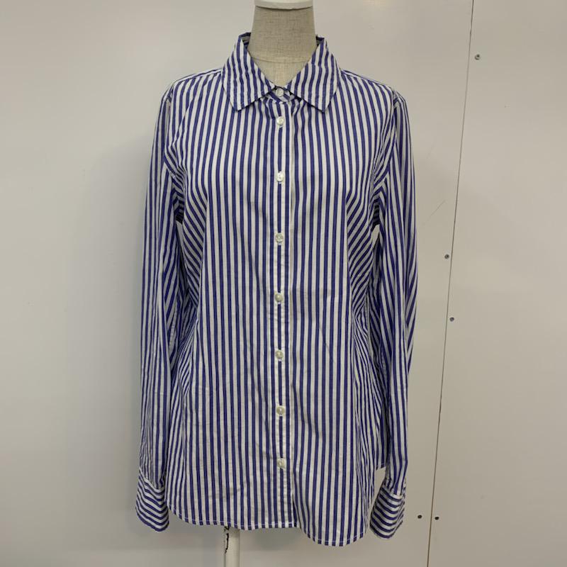 トミーヒルフィガー TOMMY HILFIGER シャツ、ブラウス 長袖 ストライプ S ストライプ 白 / ホワイト / white X 青 / ブルー / blue レディース USED 古着 中古 10038668