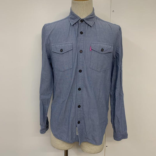 ミシカ MISHKA シャツ、ブラウス 長袖 XS ロゴ、文字 水色 / ライトブルー / メンズ USED 古着 中古 10039279