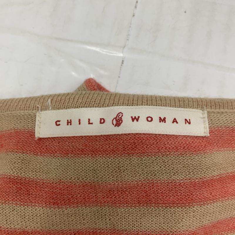 チャイルドウーマン CHILD WOMAN ニット、セーター 七分袖 ボーダー FREE ベージュ / ベージュ / beige X 桃 / ピンク / pink X 紫 / パープル / purple X 水色 / ライトブルー / レディース USED 古着 中古 10040762