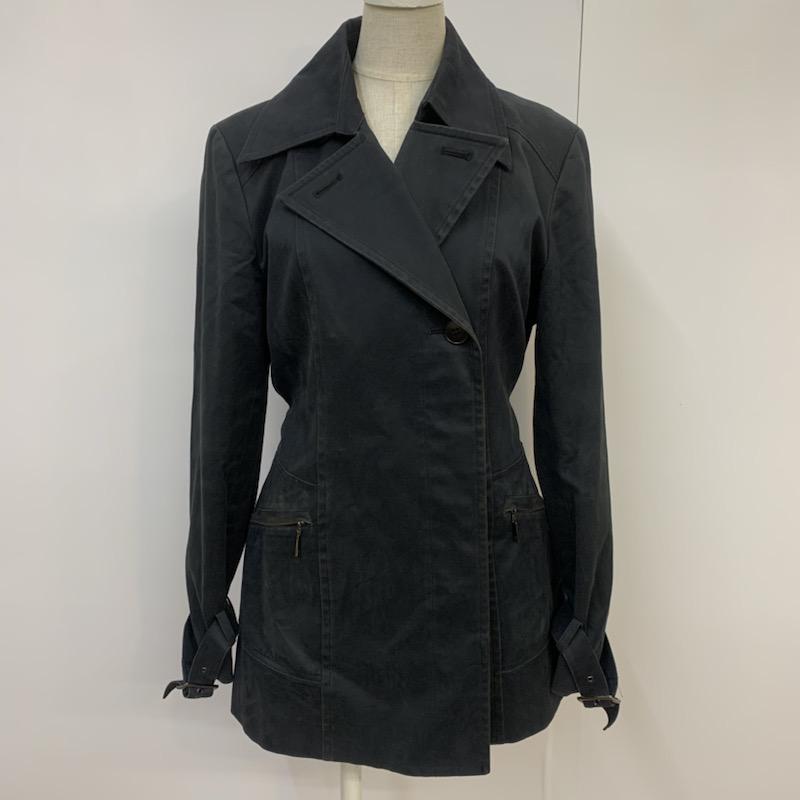 ミッシェル・クラン MICHEL KLEIN コート トレンチコート 40 無地 黒 / ブラック / black レディース USED 古着 中古 10040768