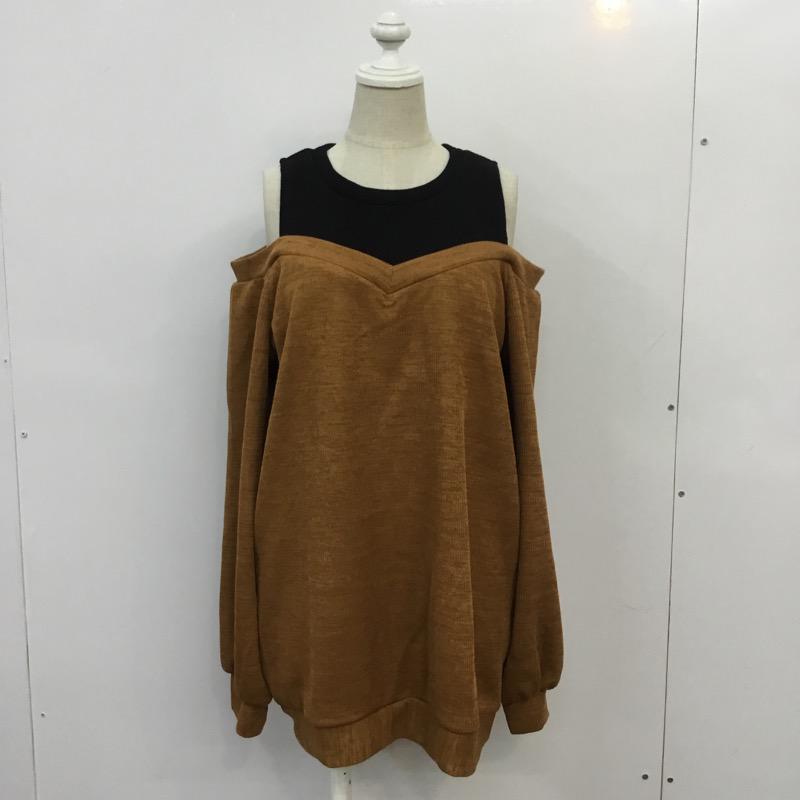 イング INGNI カットソー 長袖 M 無地 黒 / ブラック / black X 茶 / ブラウン / brown レディース USED 古着 中古 10041370