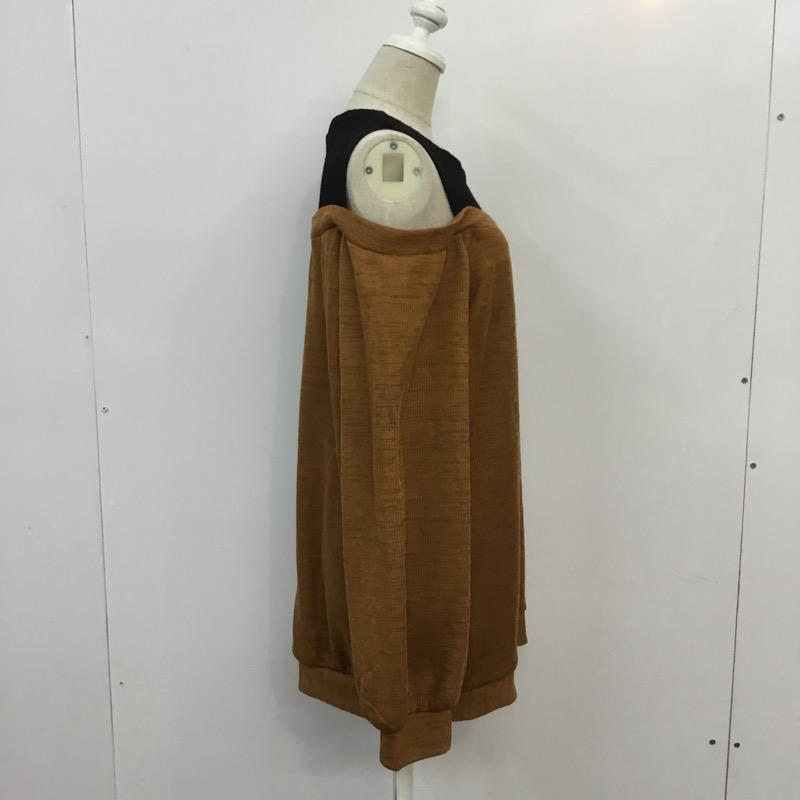 イング INGNI カットソー 長袖 M 無地 黒 / ブラック / black X 茶 / ブラウン / brown レディース USED 古着 中古 10041370