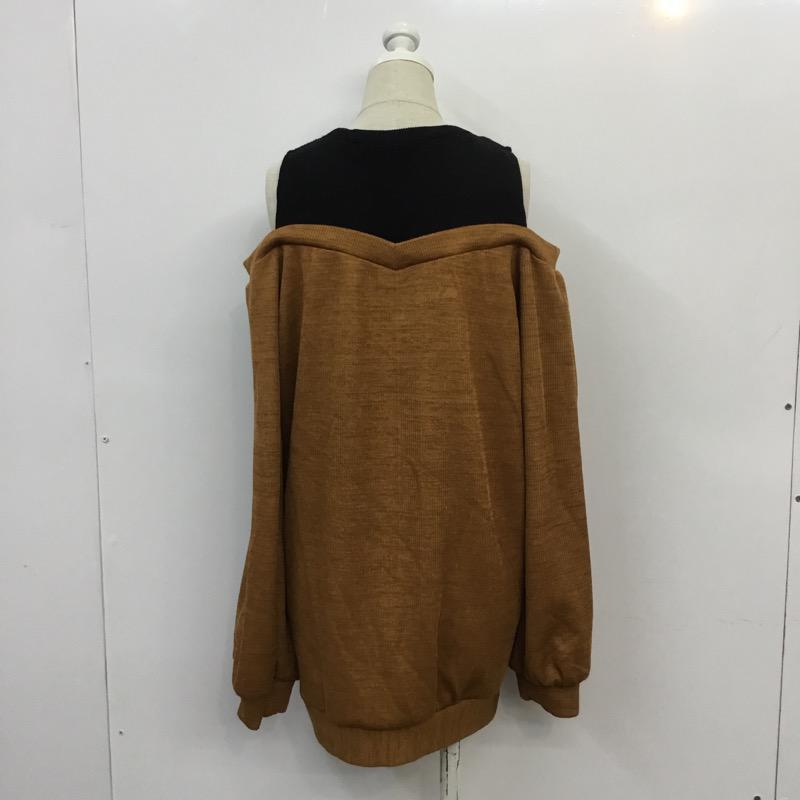 イング INGNI カットソー 長袖 M 無地 黒 / ブラック / black X 茶 / ブラウン / brown レディース USED 古着 中古 10041370