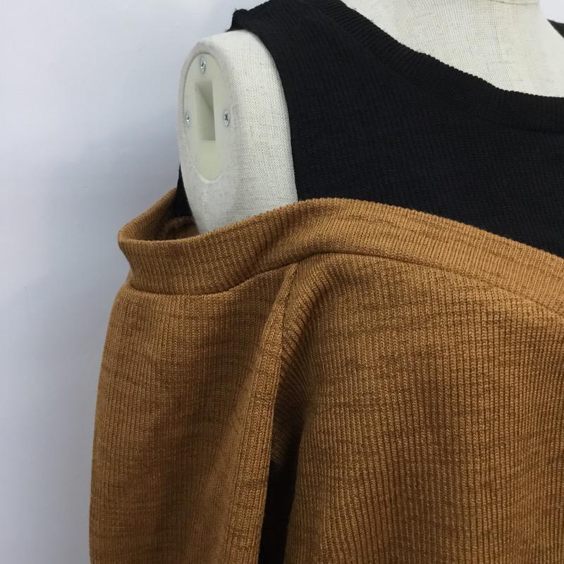 イング INGNI カットソー 長袖 M 無地 黒 / ブラック / black X 茶 / ブラウン / brown レディース USED 古着 中古 10041370