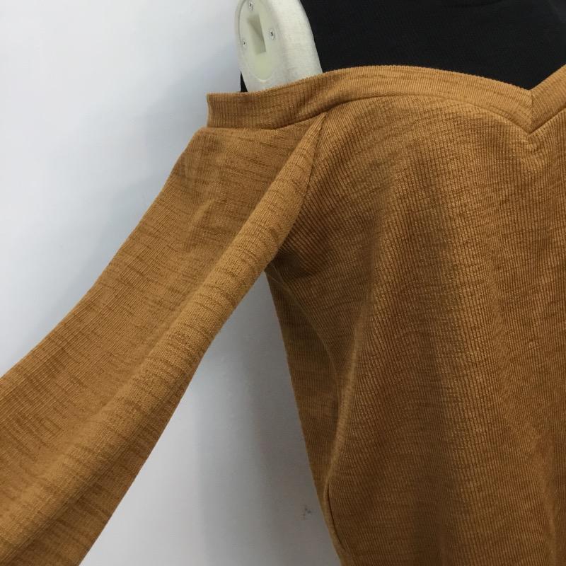 イング INGNI カットソー 長袖 M 無地 黒 / ブラック / black X 茶 / ブラウン / brown レディース USED 古着 中古 10041370