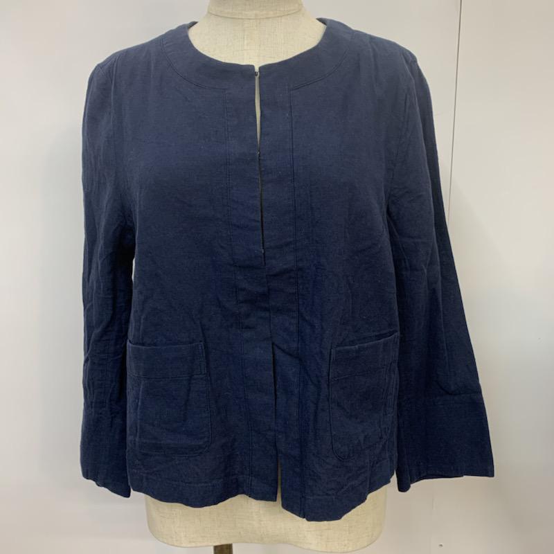 ロペピクニック ROPE  PICNIC ジャケット、上着 ジャケット、ブレザー ノーカラージャケット 40 無地 紺 / ネイビー / navy レディース USED 古着 中古 10041501